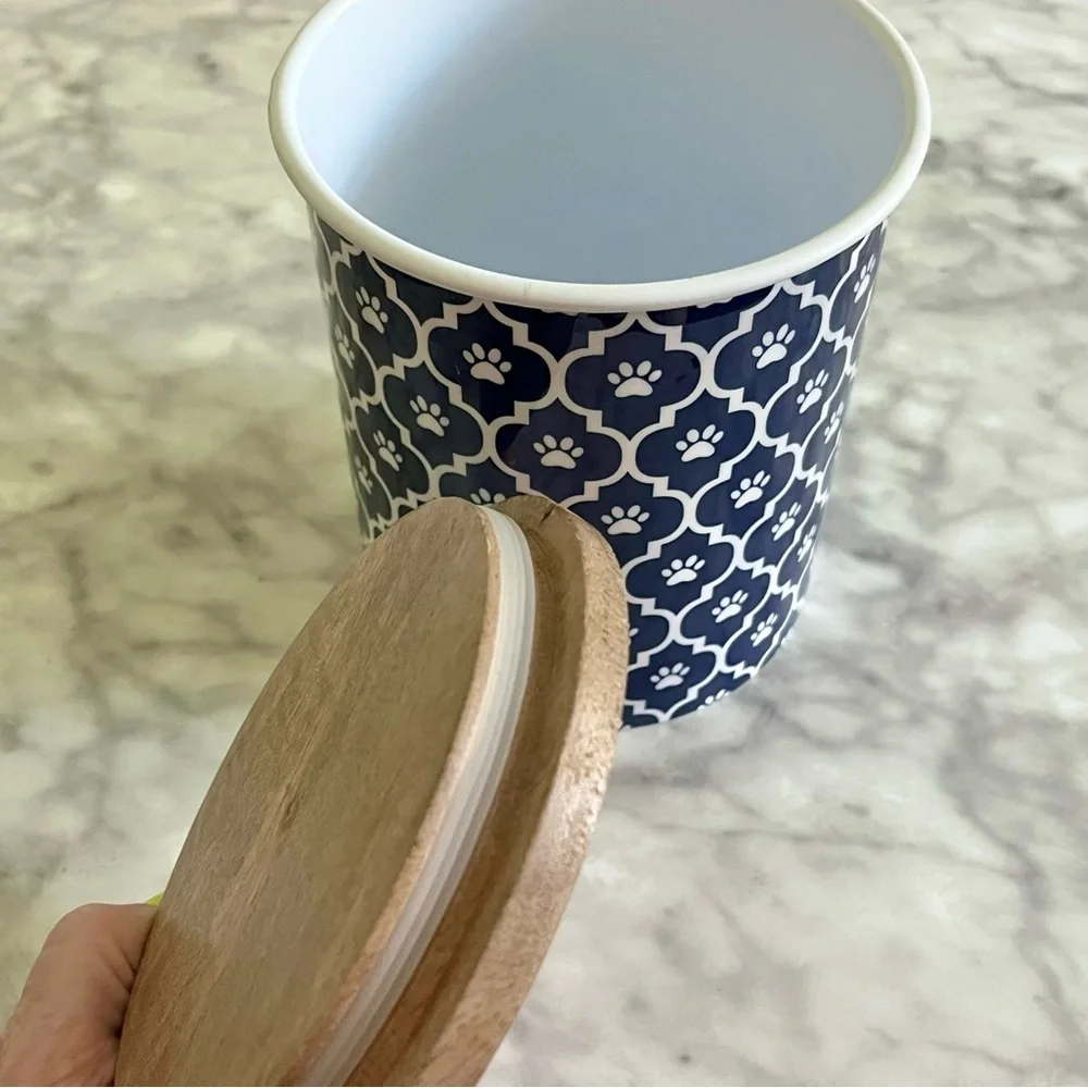 Dog Treat Canister with Secure Wood Top - Picture 4 of 7